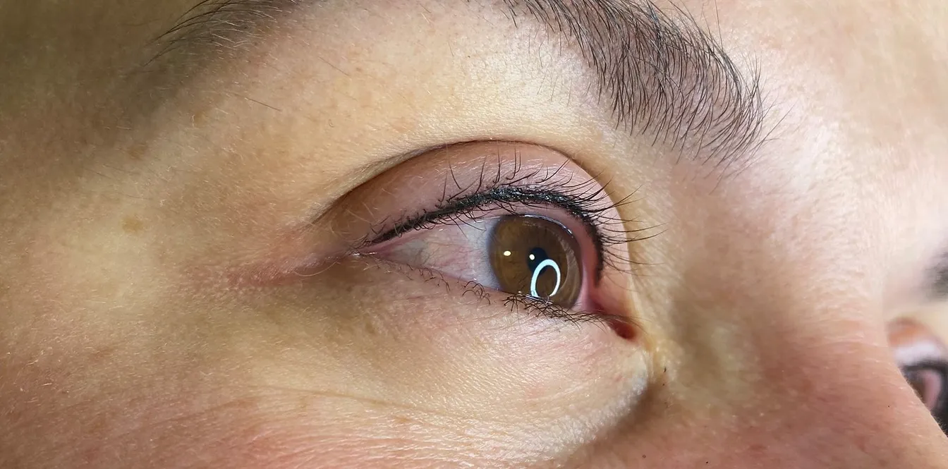 Eyeliner permanente fino a ras de las pestañas superiores, recién terminado
